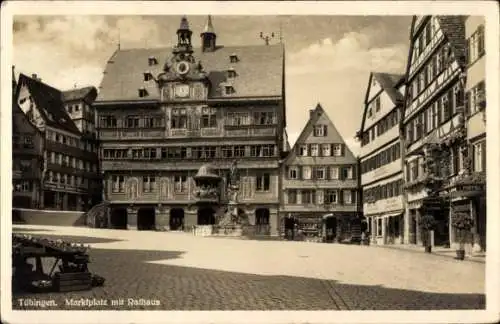 Ak Tübingen am Neckar, Marktplatz, Rathaus