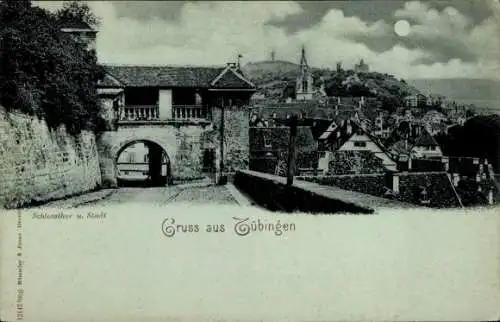 Ak Tübingen am Neckar, Schlosstor und Stadt