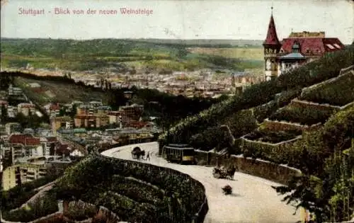 Ak Stuttgart in Württemberg, Panorama, Blick von der neuen Weinsteige