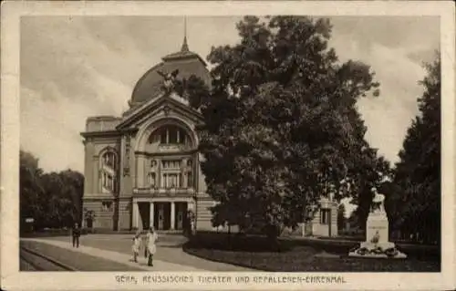 Ak Gera Thüringen, Reussisches Theater, Gefallenen-Ehrenmal