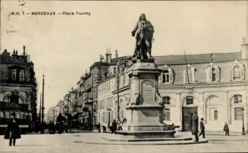 Ak Bordeaux Gironde, Place Tourny, Denkmal