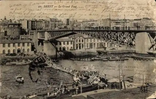 Ak Brest Finistère, Le Grand Pont