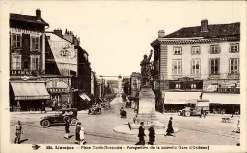 Ak Limoges Haute Vienne, Place Denis-Dussoubs - Perspectice de la nouvelle Gare d'Orleans