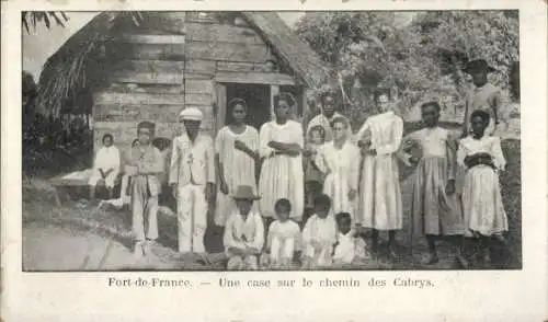 Ak Fort de France Martinique, Eine Hütte am Chemin des Cabrys