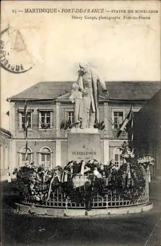 Ak Fort de France Martinique, Statue von Schoelcher