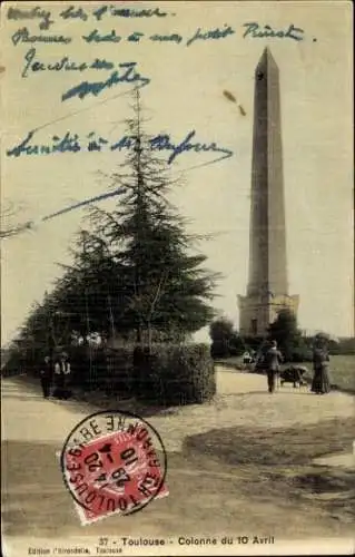 Ak Toulouse Haute Garonne, Colonne du 10 Avril