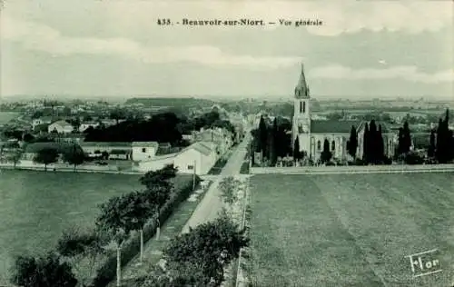 Ak Beauvoir-sur-Niort Deux Sevres, Gesamtansicht, Kirche