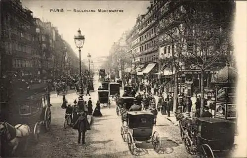 Ak Paris II. Börsenviertel, Boulevard Montmartre, Kutschen