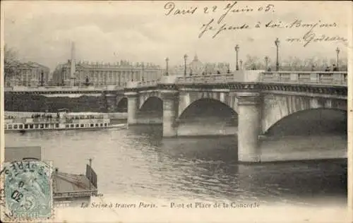 Ak Paris VIII., Place de la Concorde, Pont