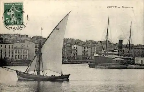 Ak Cette Hérault, Manoeuvre, Segelboot, Dampfer