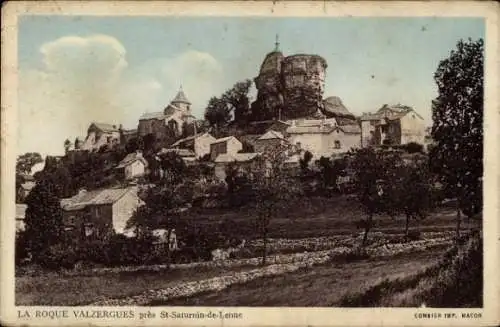 Ak La Roque Valzergues pres St-Saturnin-de-Lenne Aveyron, Teilansicht