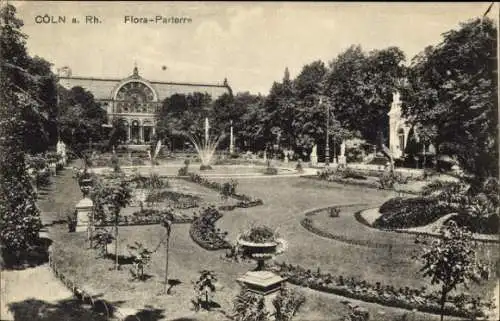 Ak Köln am Rhein, Flora-Parterre, Springbrunnen