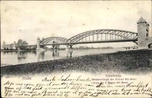 Ak Mainz am Rhein, Kaiserbrücke