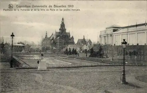 Ak Brüssel Brüssel, Ausstellung 1910, Pavillons von Holland und der Stadt Paris