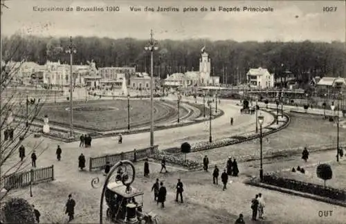 Ak Brüssel Brüssel, Ausstellung 1910, Gärten von der Hauptfassade aus gesehen