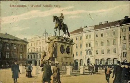 Ak Stockholm Schweden, Gustaf Adolfs torg