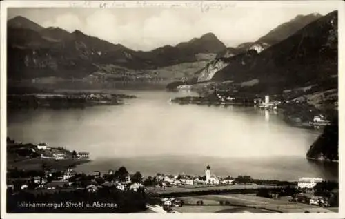 Ak Strobl Salzkammergut Salzburg, Panorama, Ort, Abersee