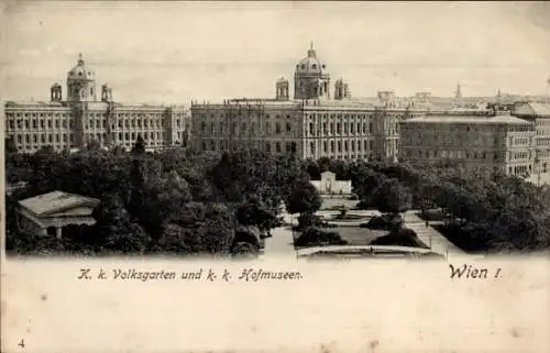 Ak Wien 1 Innere Stadt, Volksgarten, Hofmuseen