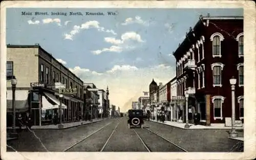 Ak Kenosha, Wisconsin, USA, Main Street, Blick nach Norden