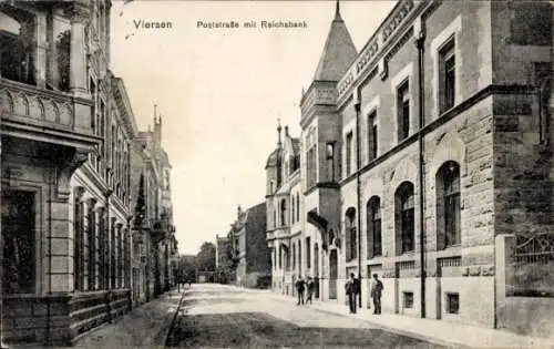 Ak Viersen in Nordrhein Westfalen, Poststraße mit Reichsbank