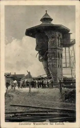 Ak Kalisz Kalisch Posen, Zerstörter Wasserturm, Kriegszerstörungen, I WK