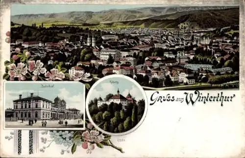 Litho Winterthur Kt Zürich Schweiz, Bahnhof, Kyburg, Totalansicht