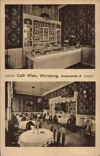 Ak Würzburg am Main Unterfranken, Cafe Wien, Kaiserstraße 9