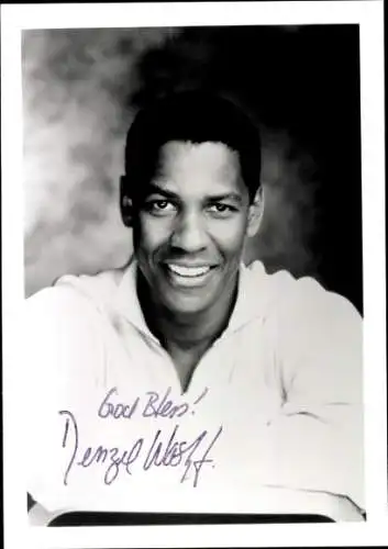 Foto Schauspieler Denzel Washington, Autogramm