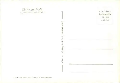 Ak Schauspieler Christian Wolff, Portrait, der blaue Nachtfalter, Autogramm