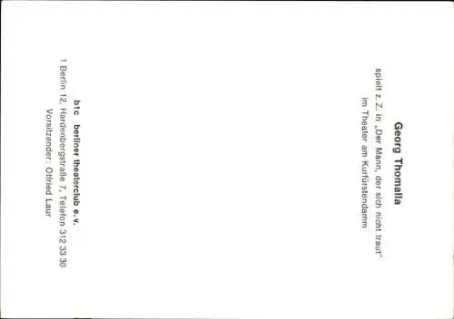 Ak Schauspieler Georg Thomalla, Portrait, Autogramm