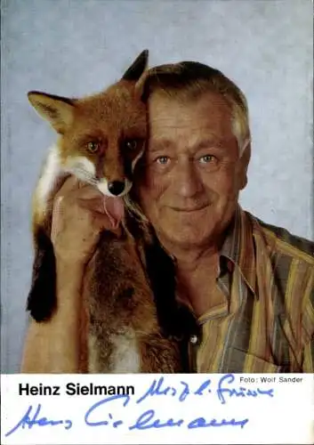 Ak Schauspieler Heinz Sielmannn, Portrait, Fuchs, Autogramm