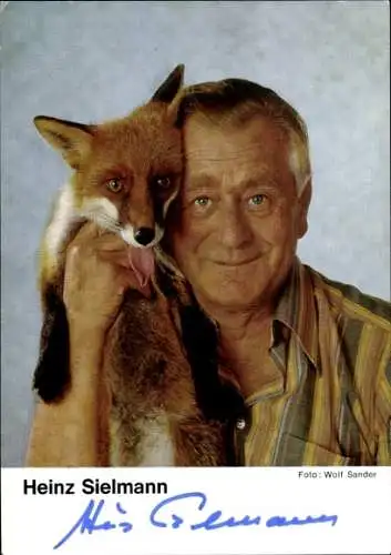 Ak Schauspieler Heinz Sielmannn, Portrait, Fuchs, Autogramm
