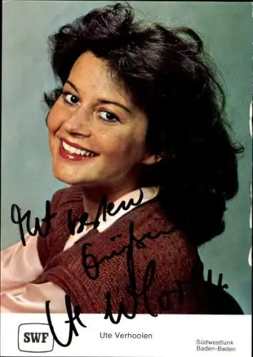 Ak Schauspielerin Ute Verhoolen, Portrait, Autogramm