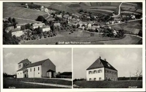 Ak Rathmannsdorf Windorf in Niederbayern, Fliegeraufnahme, Kirche, Pfarrhof