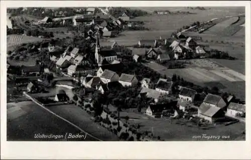 Ak Wolterdingen in Baden Donaueschingen Schwarzwald, Fliegeraufnahme