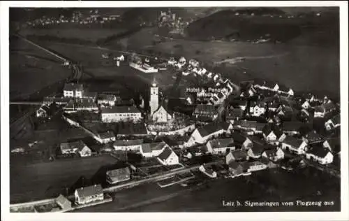 Ak Laiz Sigmaringen an der Donau, Fliegeraufnahme