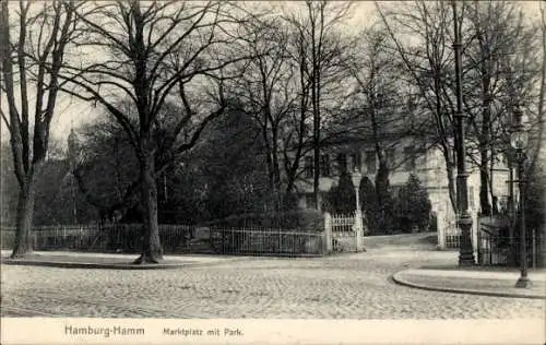 Ak Hamburg Mitte Hamm, Marktplatz, Park