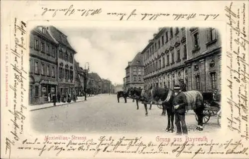 Präge Passepartout Ak Bayreuth in Oberfranken, Maximilianstraße, Kutsche