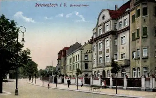 Ak Reichenbach im Vogtland, Gebäude in der Bahnhofstraße