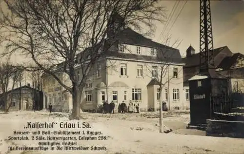 Foto Ak Erlau in Sachsen, Kaiserhof, Etablissement I. Ranges, Winter