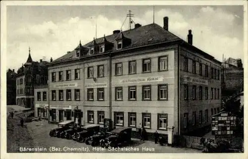 Ak Bärenstein im Erzgebirge, Hotel Sächsisches Haus, Autos