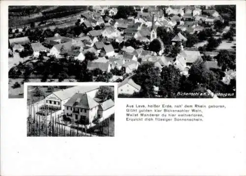 Ak Bickensohl Vogtsburg im Kaiserstuhl, Fliegeraufnahme, Gasthaus zum Rebstock, Gedicht