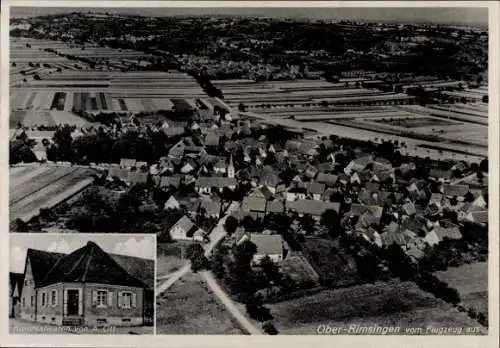 Ak Oberrimsingen Breisach am Oberrhein, Fliegeraufnahme, Kolonialwaren von A. Ott