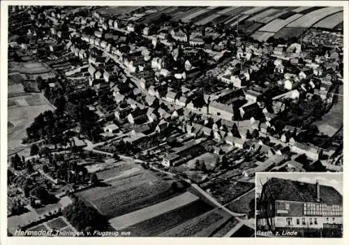 Ak Hermsdorf in Thüringen, Fliegeraufnahme, Gasth. zur Linde