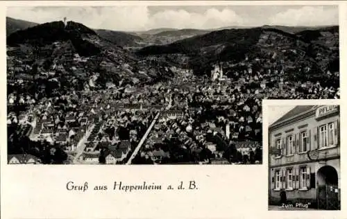 Ak Heppenheim an der Bergstraße, Fliegeraufnahme, Gasthaus Zum Pflug