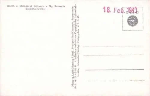 Ak Stockheim im Kreis Kronach Oberfranken, Fliegeraufnahme, Panorama vom Ort, Gasthaus Schwalb