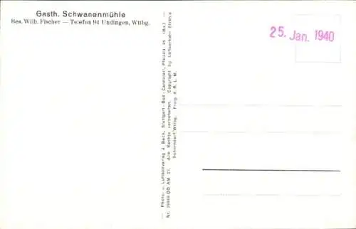 Ak Undingen Sonnenbühl in Württemberg, Fliegeraufnahme, Gasth. Schwanenmühle