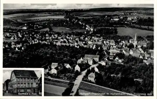 Ak Plieningen Stuttgart in Württemberg, Fliegeraufnahme, Gasthaus zur Post