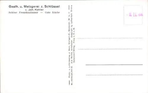 Ak Oberweier Friesenheim im Schwarzwald Baden, Fliegeraufnahme, Gasth. und Metzgerei zum Schlüssel