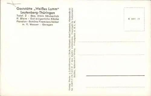 Ak Leutenberg in Thüringen, Fliegeraufnahme, Gaststätte Weißes Lamm